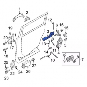 Door handle mechanism rear right Ford Flex 09-19