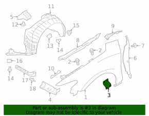 Front left fender bracket Nissan Maxima A36 16-23 bottom