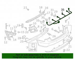 Wiring of rear bumper Audi A6 C7 12-15 prerest for parking sensors