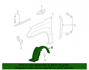 Front left fender liner for Lexus GX 03-09