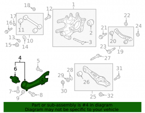Rear right longitudinal arm Kia Sorento 10-15 AWD