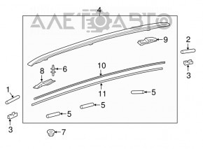 Roof rail longitudinal right Lexus RX350 RX450h 16-22 chrome