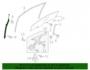 Front left door glass guide for Honda CRZ 11-16