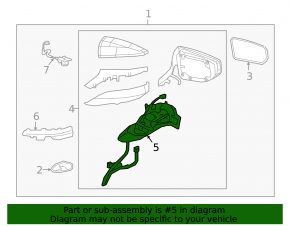 Left side mirror folding mechanism for Lexus ES 20-23 15+6, heated, memory, turn signal, BSM, camera, chip