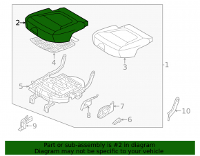 Rear seat cushion, 2nd row, left, Hyundai Tucson 22-26, black leather, perforated, heated, melted plastic spots, dry cleanable
