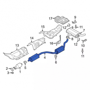 Ford C-max MK2 13-18 rear muffler with barrel
