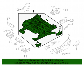 Driver's seat runner, left, Ford Mustang mk6 15-electric, without frame