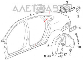 Right ventilation shield Chevrolet Volt 16-