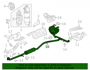 Muffler rear part with barrel right Honda Civic X FC0 16-17 1.5T dented resonator, dented