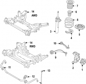 Front left spring BMW 3 G20 19-22 AWD