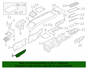 Side lower rear left center console trim Volvo XC90 25-26 type 2, T8, black