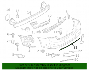 Rear bumper molding central BMW 3 G20 19-22 Sport Line