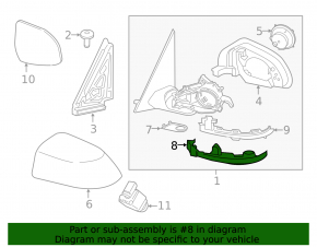 BMW X5 G05 19-26 right side mirror cover, lower, structure