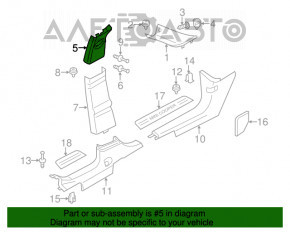 Center pillar trim upper belt left Mini Cooper Countryman R60 10-16 black