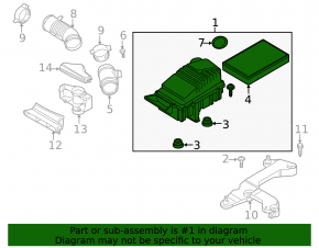 Air filter housing VW Passat b7 12-15 USA 3.6