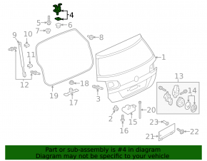 Left tailgate hinge VW Taos 22-25