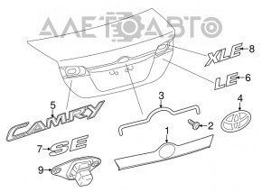 Trunk lid molding Toyota Camry v50 12-14 usa without emblem