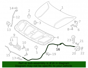 Hood Release Cable Rear Kia Niro 17-22 HEV, PHEV
