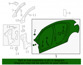 Quarter wing rear right Chevrolet Volt 11-15 graphite