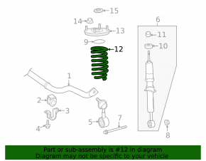 Front right spring for Toyota Sequoia 2008-2016