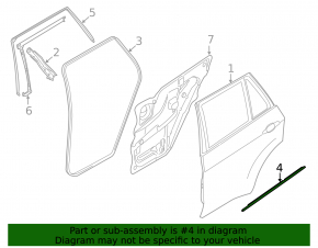 Molding door-glass central rear right BMW X5 E70 07-13 chrome, scratches