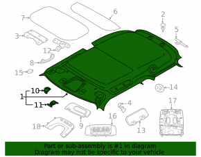 Mini Cooper F56 3d 14-24 roof lining for panoramic, black