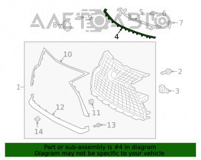 Radiator grille seal Lexus RX350 RX450h 20-22