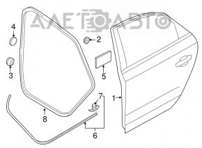 Door seal rear left VW Passat 20-22