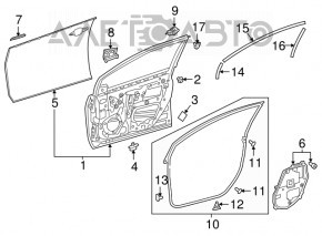 Front right door assembly for Toyota Prius 50 16-18 black 218, scratches, dent