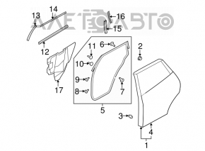 Rear right door seal for Nissan Murano z51 09-14