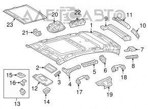 Ceiling light rear right Mercedes GLC 16-22 without panorama, beige