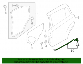 Door seal rear left lower Subaru XV Crosstrek 13-17