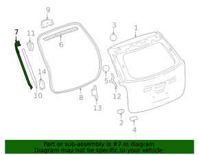 Left tailgate seal GMC Terrain 10-17 on body