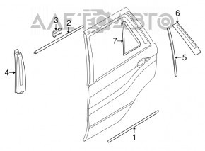 Door molding upper rear right BMW X5 E70 07-13 black