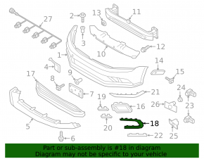 Front bumper grille right VW Jetta 16-18 USA GLI