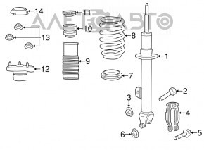 Shock absorber strut assembly front left Chrysler 300 11- AWD