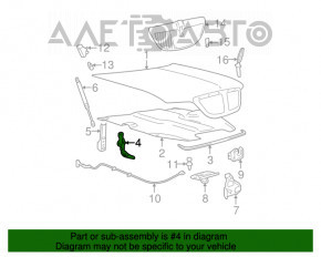 Hood hinge right Lincoln Town Car 98-11