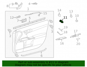 Front left window lift control for Lexus CT200h 14-17 4-speed auto