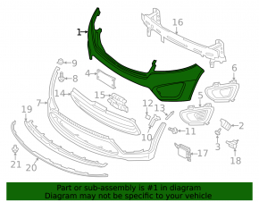 Bumper front bare upper part Kia Sorento 16-18 prerest usa