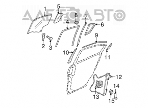 Rear right door glass Mazda3 03-09