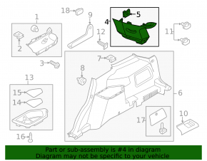 Rear pillar trim 3rd row left Ford Explorer 11-19 black, under speaker
