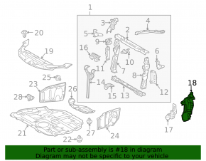 Left radiator deflector for Lexus CT200h 14-17