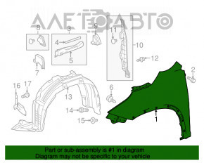 Front left wing Toyota Highlander 14-19