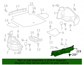 Black trunk opening trim for Lexus ES 19-22