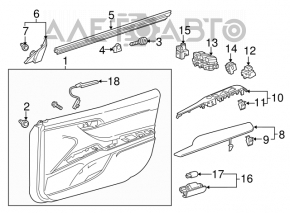Door trim card front right Toyota Camry v70 18-23 dark gray with gray insert plastic, armrest rubber