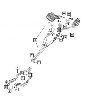 Muffler bracket center left Dodge Challenger 09-23 3.6, 5.7