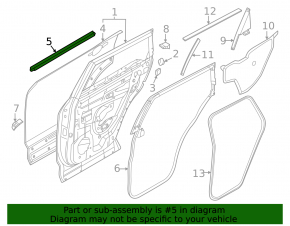 Glass seal inner rear right Nissan Rogue 21-23 JP built