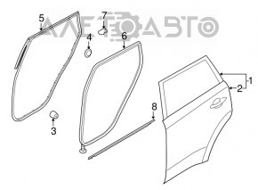 Rear right door seal for Kia Niro 17-22