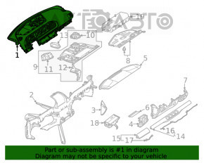 Torpedo front panel without AIRBAG Mercedes W167 GLE 350 450 20-23 leather black under projection
