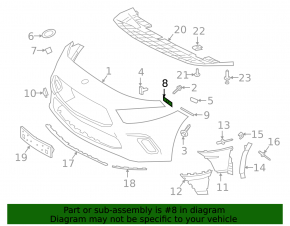 Front bumper mount, right upper wing, Mercedes A-class V177 19-22, small